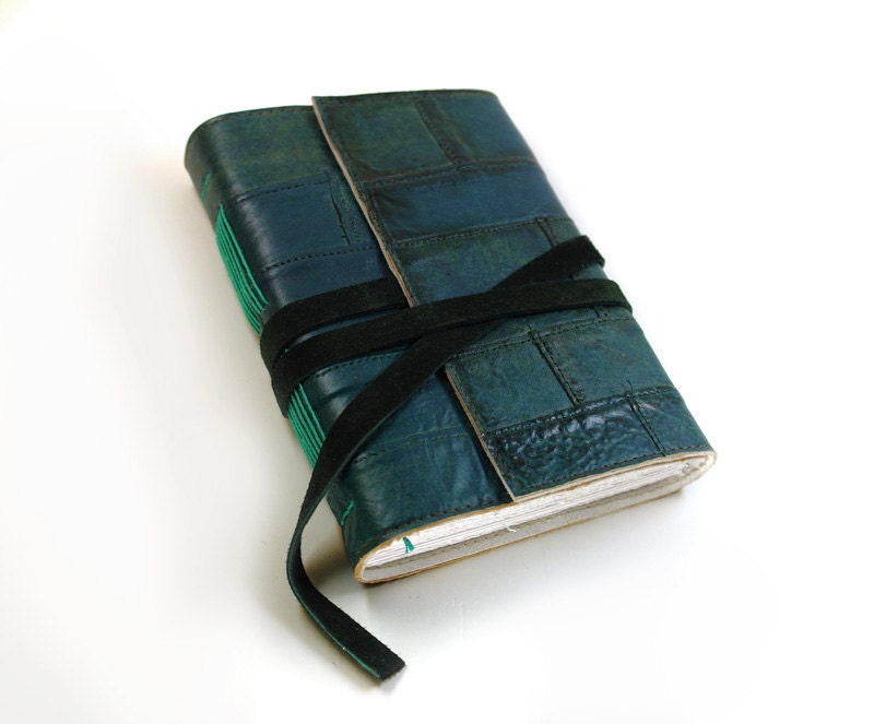Deep Water Leather Journal, Notebook, Diary in Dark Blue Green Aqua / Teal / Turquoise