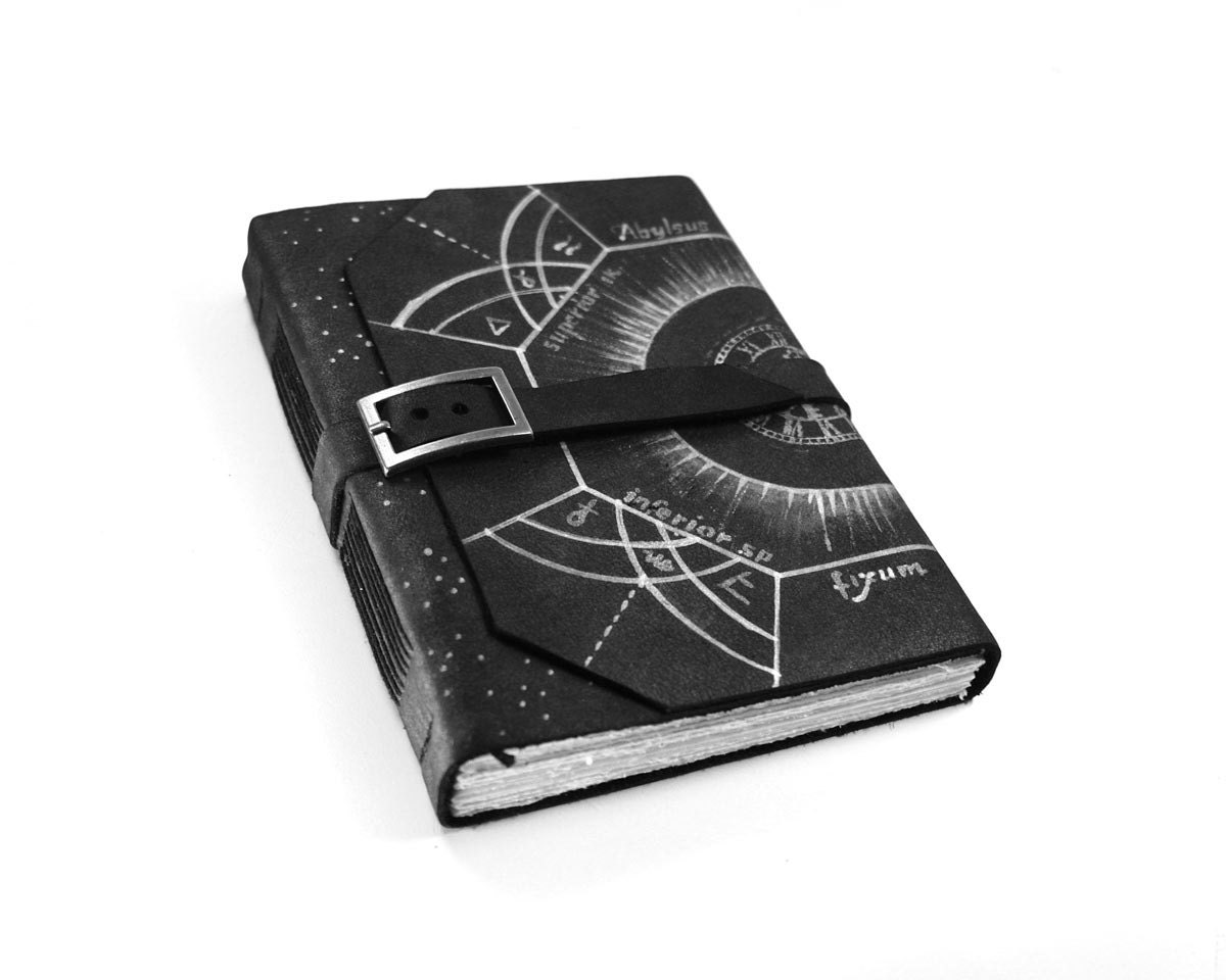 Alchemy Black Leather Journal - Handmade Diary - Handbound Journal, Black Book