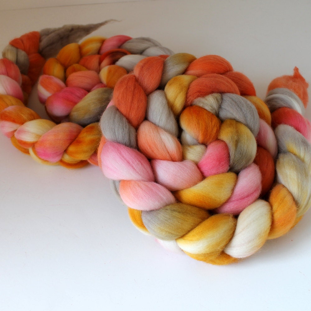 Merino Roving - Hand Painted - Hand Dyed for Spinning or Felting - 4oz - ROCK LOBSTER