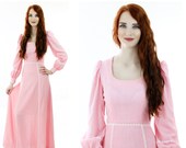 60s Festival Dress Vintage Romantic Daisy Trail Ren Faire Hippie Floral Boho Renaissance Empire Waist Prairie Puff Sleeves Small S Medium M
