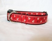 Red Anchor Nautical Dog Collar (small/medium)