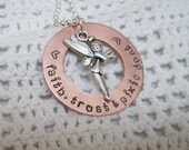 Faith, Trust and Pixie Dust Hand Stamped Copper Washer Necklace with Pixie Charm