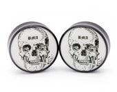 Smoking Skull Plugs 5/8 inch (16mm) (PAIR) BMA Modified (PAIR)