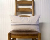 grainsack pillow cover - navy blue stripe - canvas - vintage style - farmhouse