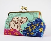 Home pouch - Etsuko Acacia in turquoise - metal frame clutch bag