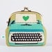 Big Pop up - Typewriters in blue - double metal frame purse