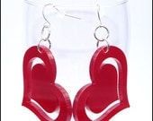On Sale Red Double Heart Laser Cut Acrylic Earrings