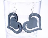 On Sale Grey Double Heart Earrings Laser Cut Acrylic