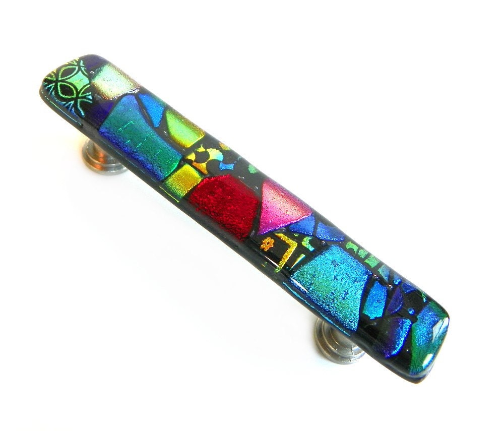 Glass Drawer Pulls or Cabinet Handles Hardware. Custom Size and Screw Placement