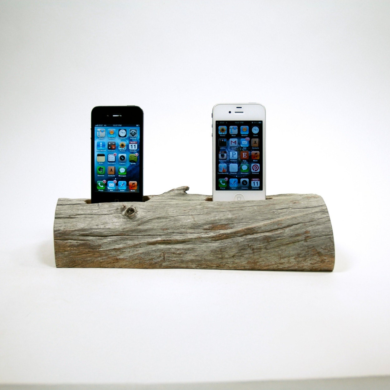 Driftwood iPhone Dock for 2 iPhone 4's