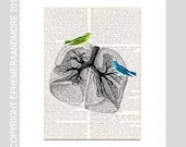 ANATOMICAL LUNGS illustration human anatomy medical science wall art book page art print dictionary print  8x10