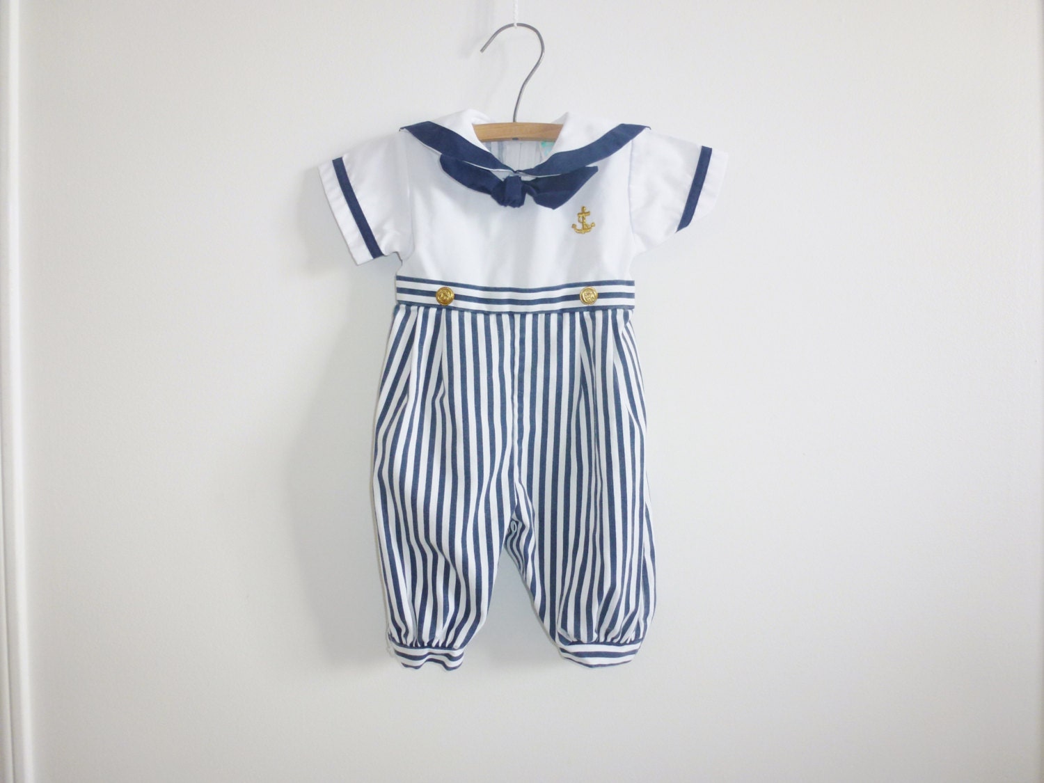 Vintage Nautical Baby Boy Romper
