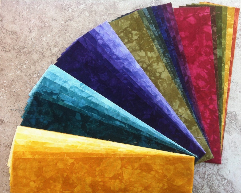 Hand Dyed Fabric Jelly Roll Strips, Surprise Bundle of Assorted Gradation Sets and Medleys, 100 Pre-Cut Strips, 2-1/2 inch x 22 inch