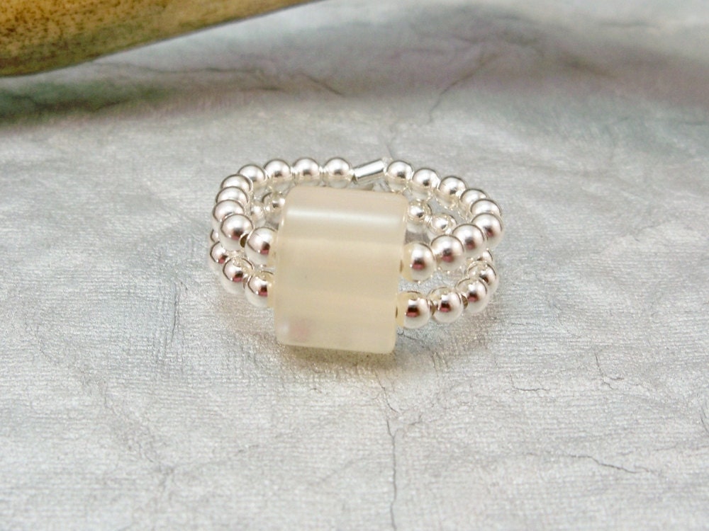 Stretch Band Ring, White Stretch Band Ring, Stretchy Ring, Stretchy Handmade Ring, Womens Ring