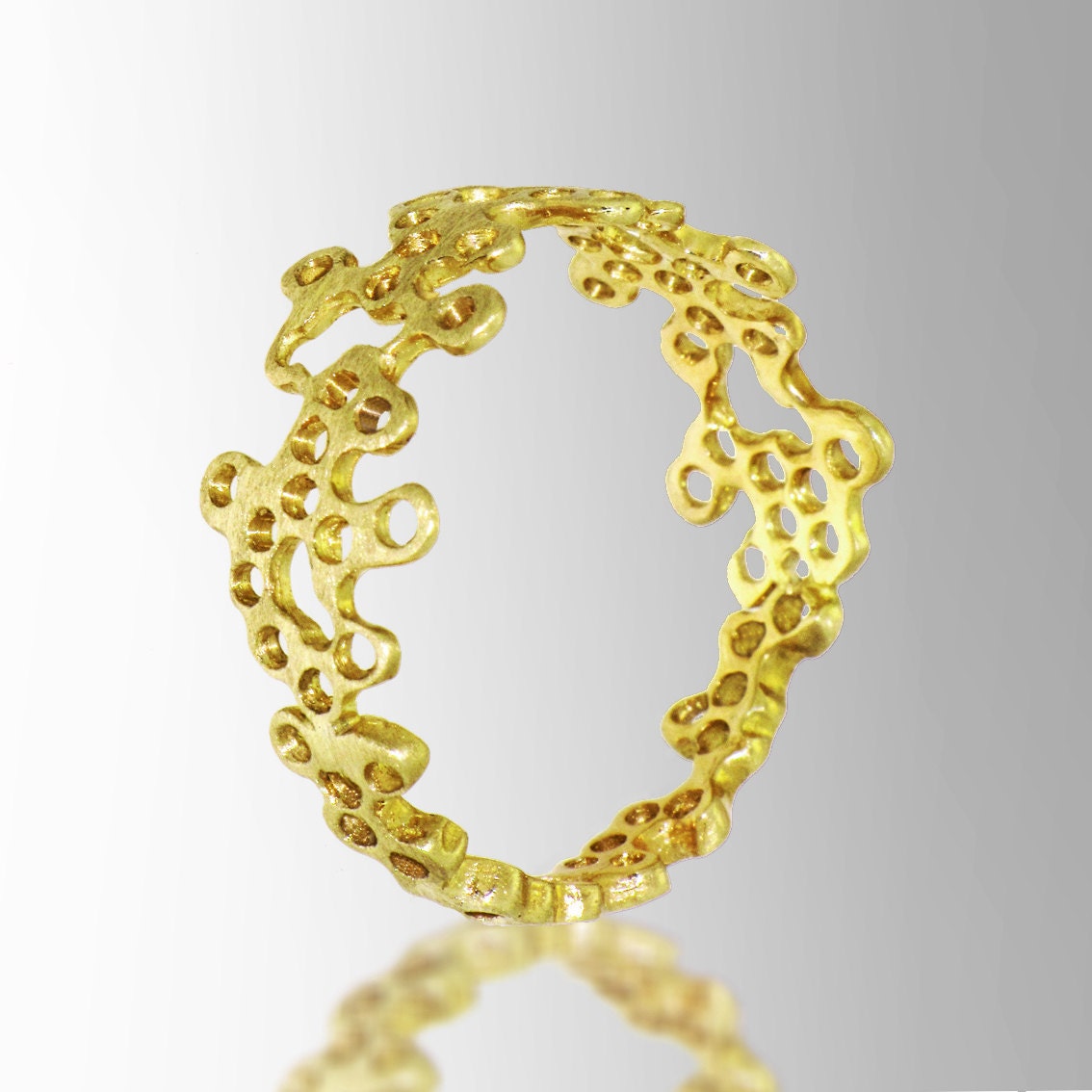 LACE Unique Gold Ring, 14K yellow Gold Ring, Designer Gold Ring,  Custom Italian Fine Jewelry