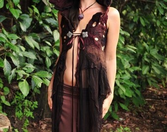 Nuno Felted Melted Silk Chiffon Pixie Hooded Vest Gown OOAK