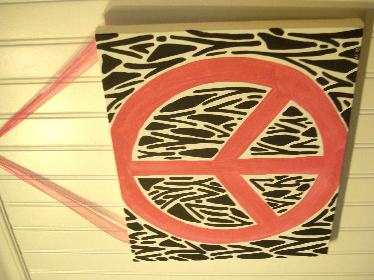 Baby nursery decor Children wall art Nursery art paintings Kids girl room decor Nursery wall art 11 x 14 pink black "peace out zebra"