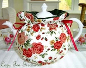 Tea Cozy for 6-8 Cup Teapot OLD COUNTRY ROSES Reversible, Insulated Tea Pot Tea Cozy Also Available in 1-2 Cup and 2-4 Cup Sizes