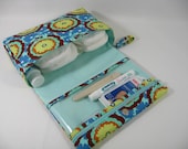 Diaper Clutch with clear zipper pouch-- Soul Blossoms Bliss Buttercup Cyan