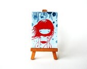 Girl Painting - Small original watercolor art - Unique ACEO number 7