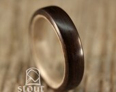 Size 10.25 - Ziricote Lined With Grey Maple Bentwood Ring - Handcrafted Wooden Ring