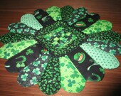 St Patrick's  Dresden Plate Centerpiece Table Runner   19.5"Square