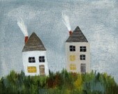 the neighborhood / original painting on canvas panel