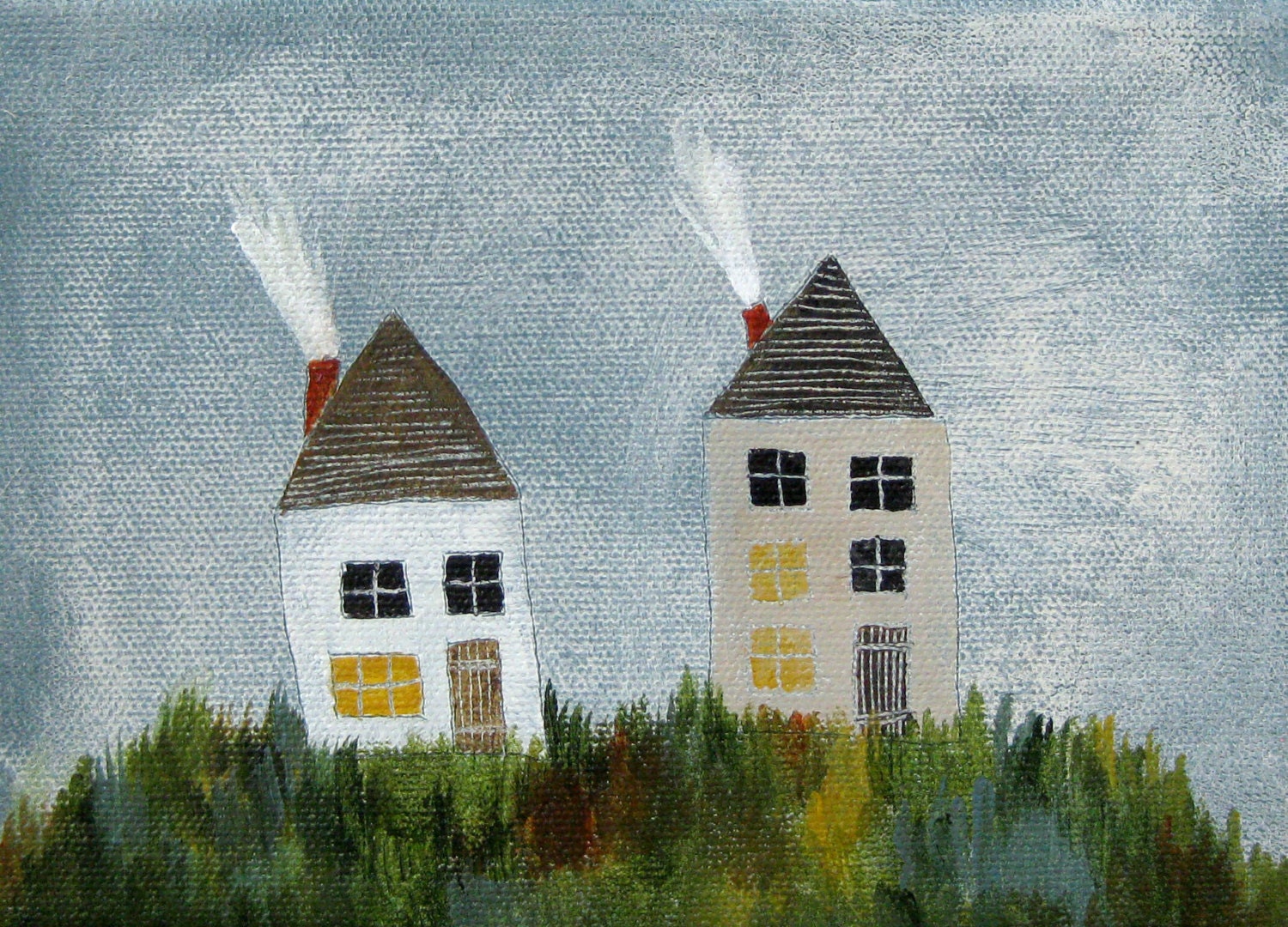 the neighborhood / original painting on canvas panel