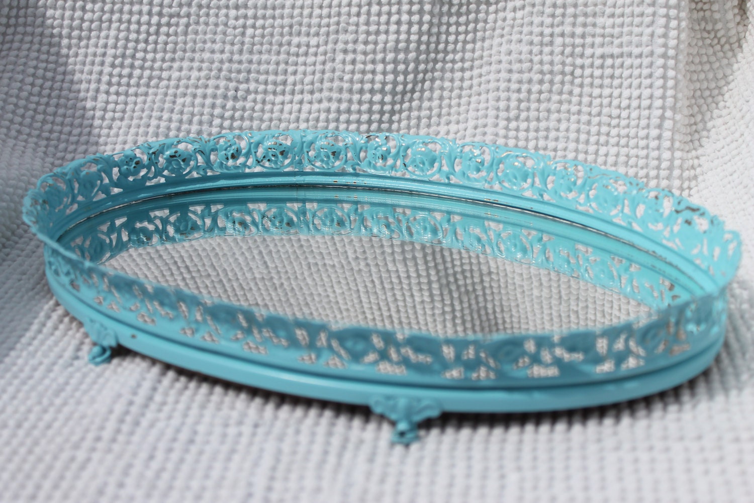 Aqua Vintage Mirrored Vanity Tray