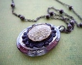 Vintage Cabochon In Ornate Settings Locket Necklace by Debbie Renee