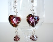 Wire Wrapped Purple Crystal Hearts by Debbie Renee