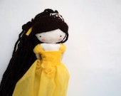 Belle princess rag doll - fairy tale princess cloth doll art cloth doll