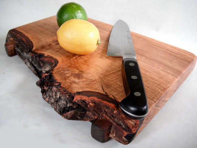ECO raised curly natural live edged silver maple cutting board/serving board