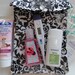 Medium Ouch Pouch First Aid Diaper Bag Baby Gift Cosmetics PMS Supplies Travel Organizer (5x7 Black Scroll Damask Fabric) Clear Front Pocket