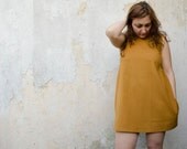 Scoop Back Mini Dress in Mustard and Yellow Lace Insets - karmologyclinic