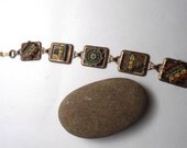 Green Bead Mosaic Bracelet with Tribal Inspiration