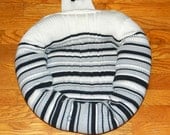 CAT Bed DOG Bed Pet BED Handmade Upcycled Sweater CrabbyCats, Crabby Cats 014 Black White Gray Stripes