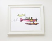 Seaplane Pugs Print