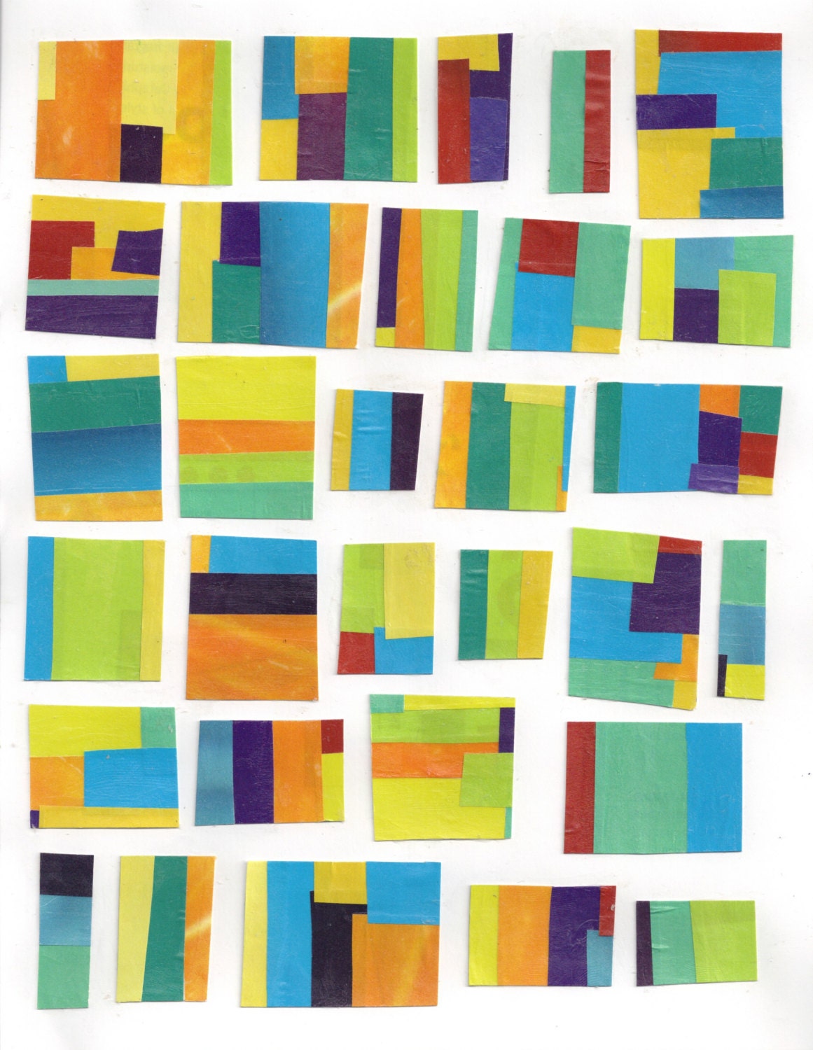 Squarish - 8 1/2 x 11 original collage on paper geometric modern abstract colorful