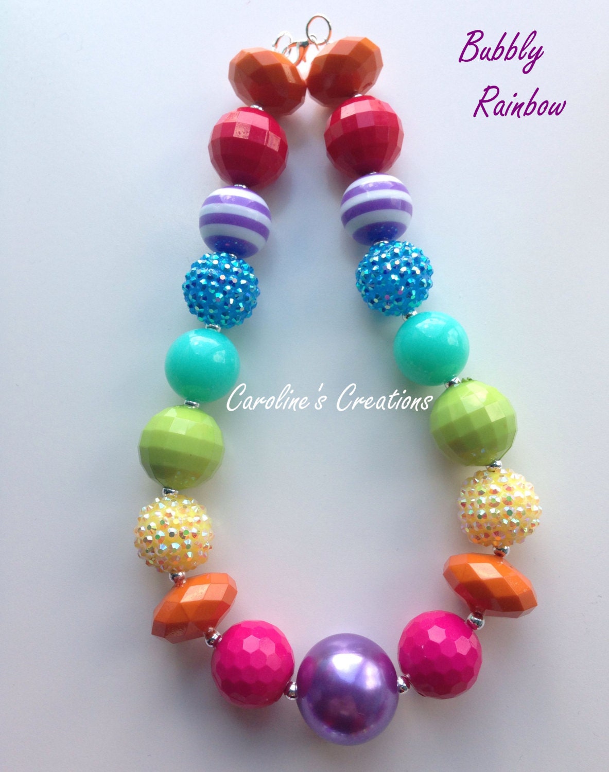 Bubble Rainbow Colorful Girl's Chunky Necklace B4G1 Free
