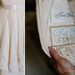 Custom Embroidered Wedding Dress Label French Silk Satin, Light blue with Gold Thread