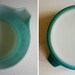 vintage Pyrex dish or bowl, Amish butterprint, turquoise and white, ovenware or casserole
