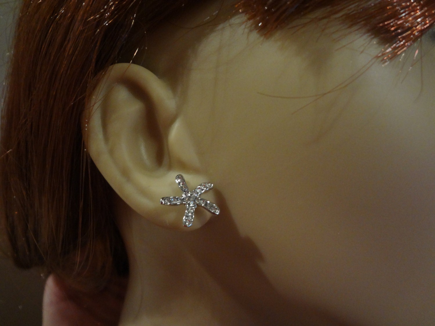 rhinestone starfish stud tiny starfish earrings summer earrings beach accessories starfish stud