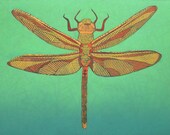 The Mysterious Dragonfly 7 - Original Fine Art Insect Collograph Print