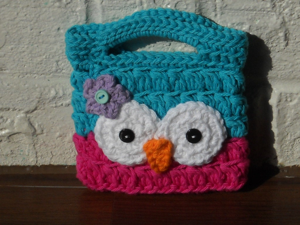 Purse, Owl - Hot Pink and Turquoise