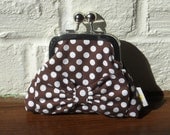 Clutch - Coin Purse - Brown Polka Dot with Bow