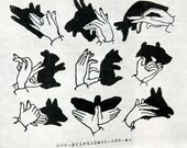 Tea Towel kitchen towel Shadow Hands design original Black screen print linen tea towel dish cloth