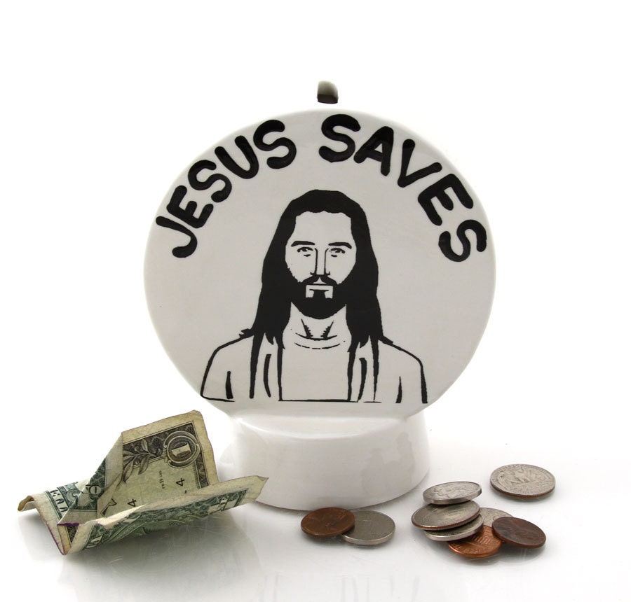 Jesus Saves Ceramic Bank for Saving Money