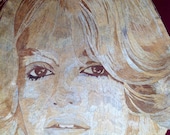 Goldie Hawn  Rice Straw art portrait.  Handmade with dried leaves of rice plant. size 16 X 20 inches Museum piece