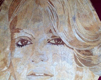 Goldie Hawn  Rice Straw art portrait.  Handmade with dried leaves of rice plant. size 16 X 20 inches Museum piece